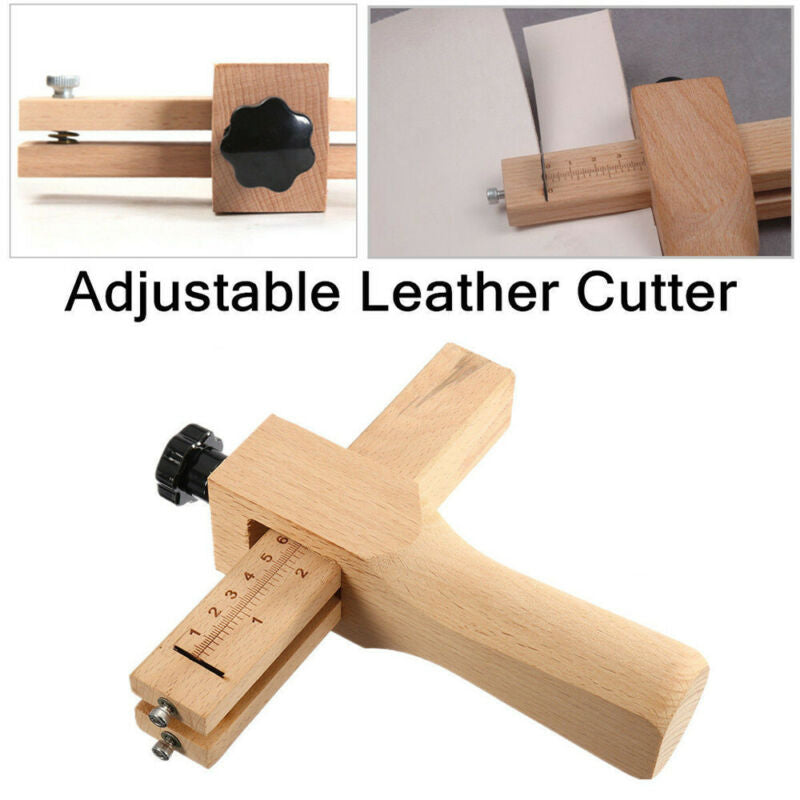 Adjustable Wooden Leather Strap Cutter Tool by HitMyNeed