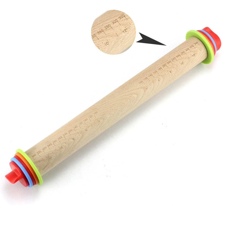 Adjustable Wooden Rolling Pin with Thickness Guide by HitMyNeed