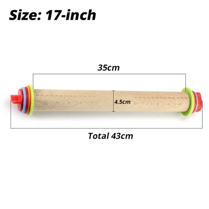 Adjustable Wooden Rolling Pin with Thickness Guide by HitMyNeed