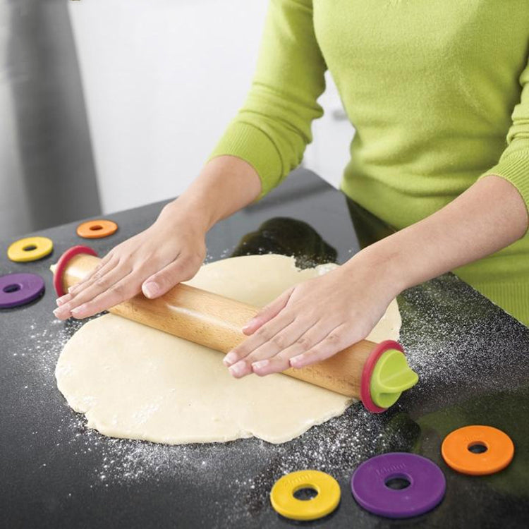 Adjustable Wooden Rolling Pin with Thickness Rings by HitMyNeed