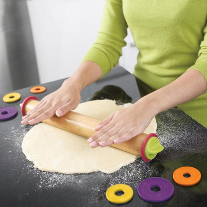 Adjustable Wooden Rolling Pin with Thickness Rings by HitMyNeed