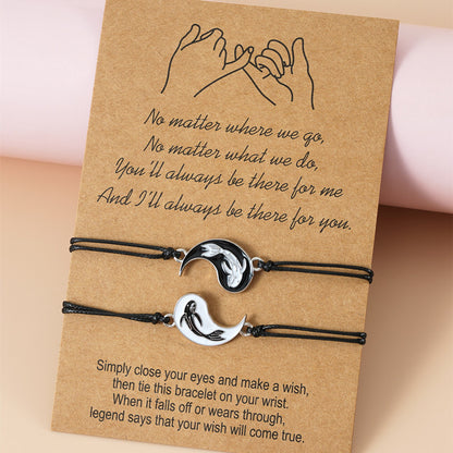 Adjustable Yin and Yang Friendship Bracelet Set handle-card by HitMyNeed