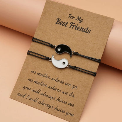 Adjustable Yin and Yang Friendship Bracelet Set tai-chi by HitMyNeed