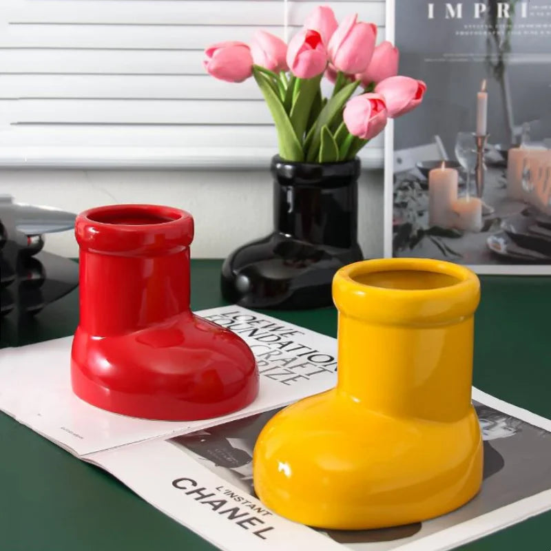 Adorable Ceramic Boot Vase for Flowers & Décor by HitMyNeed