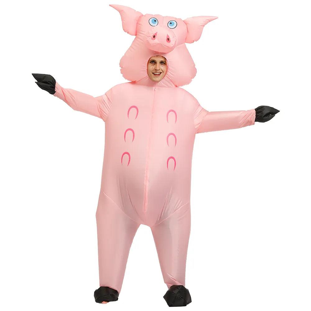 Adult Inflatable Pink Pig Mascot Costume by HitMyNeed