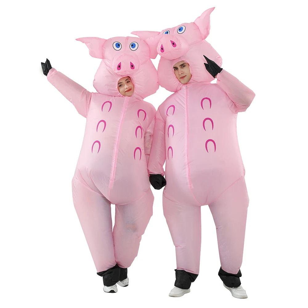 Adult Inflatable Pink Pig Mascot Costume by HitMyNeed
