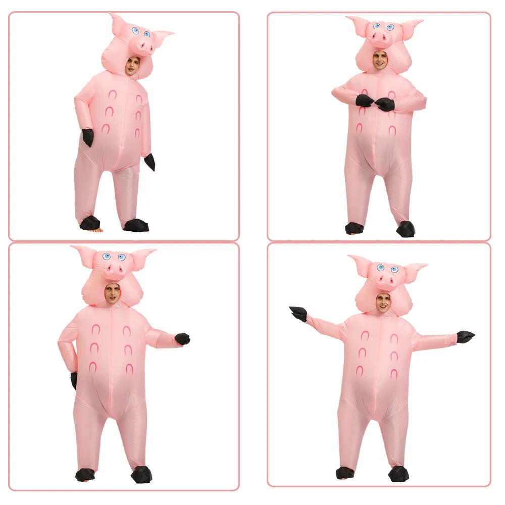 Adult Inflatable Pink Pig Mascot Costume by HitMyNeed