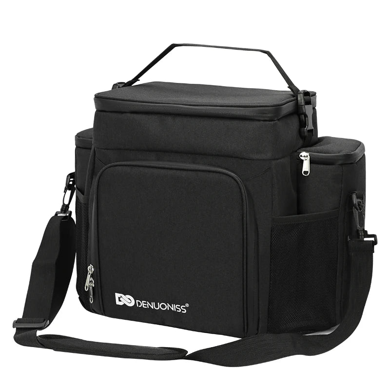 Adult Insulated Fitness Lunch Bag with Shoulder Strap black by HitMyNeed