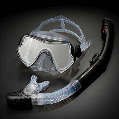 Adult Scuba Diving Mask and Snorkel Set Anti-Fog black-set by HitMyNeed