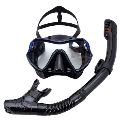 Adult Scuba Diving Mask and Snorkel Set Anti-Fog blueblack-set by HitMyNeed