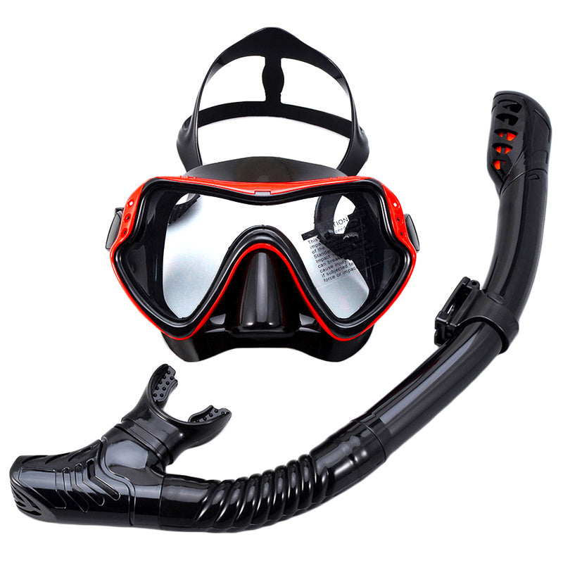 Adult Scuba Diving Mask and Snorkel Set Anti-Fog redblack-set by HitMyNeed