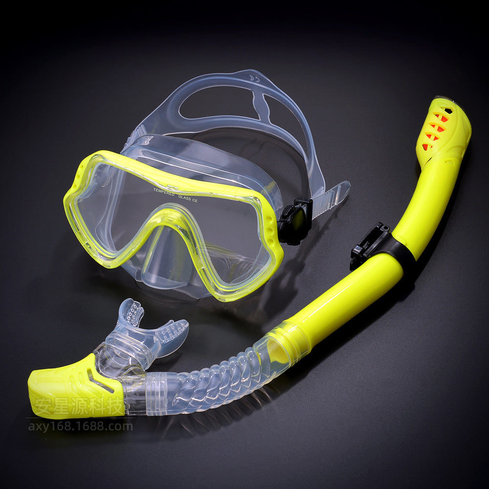 Adult Scuba Diving Mask and Snorkel Set Anti-Fog yellow-set by HitMyNeed