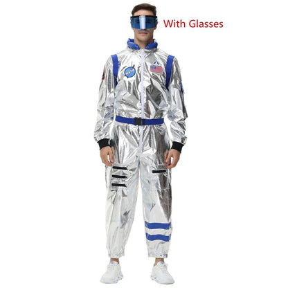 Adult Silver Astronaut Space Jumpsuit Costume blue-men-b l by HitMyNeed