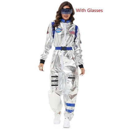 Adult Silver Astronaut Space Jumpsuit Costume blue-women-b xl by HitMyNeed