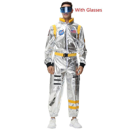 Adult Silver Astronaut Space Jumpsuit Costume yellow-men-b l by HitMyNeed