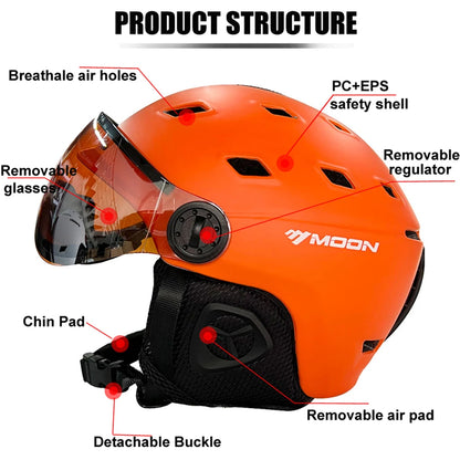 Adult Ski Helmet with Integrated Goggles PC+EPS Shell by HitMyNeed