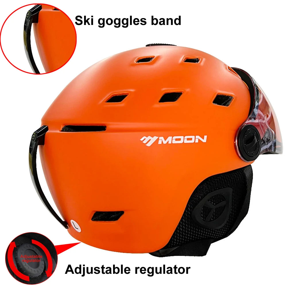 Adult Ski Helmet with Integrated Goggles PC+EPS Shell by HitMyNeed
