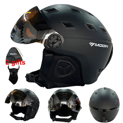 Adult Ski Helmet with Integrated Goggles PC+EPS Shell black l58-61cm by HitMyNeed