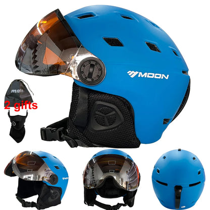 Adult Ski Helmet with Integrated Goggles PC+EPS Shell blue m55-58cm by HitMyNeed