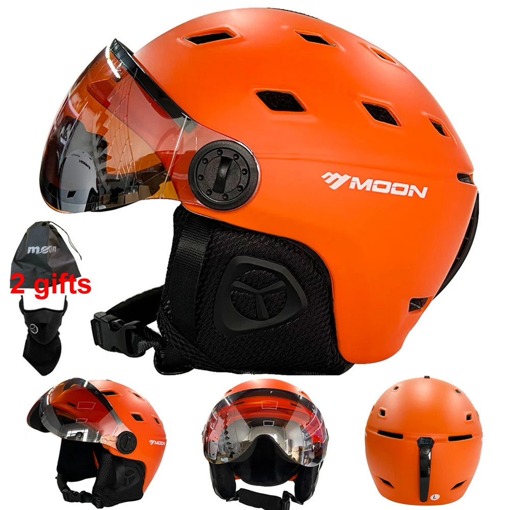 Adult Ski Helmet with Integrated Goggles PC+EPS Shell orange l58-61cm by HitMyNeed