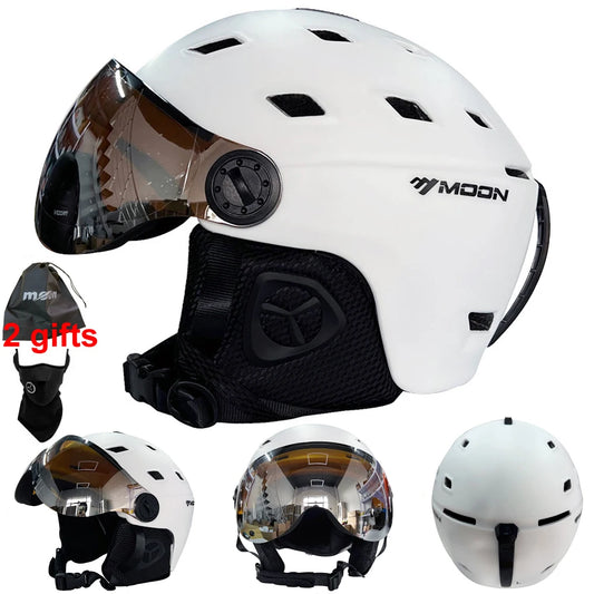 Adult Ski Helmet with Integrated Goggles PC+EPS Shell white l58-61cm by HitMyNeed