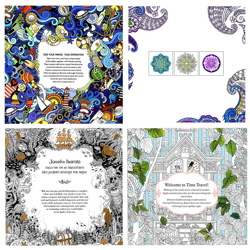 Adult Stress Relief Coloring Books Set (4 Pack) by HitMyNeed