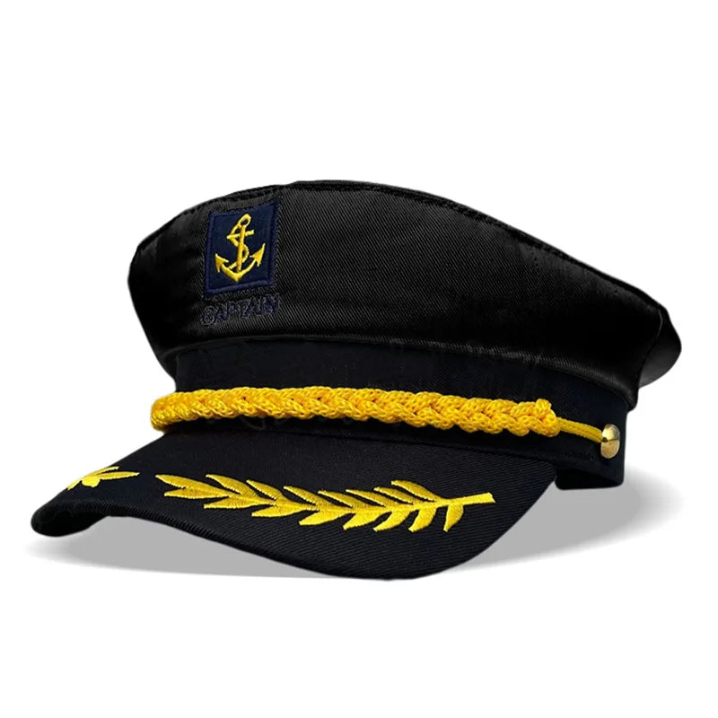 Adult Yacht Sailor Captain Hat Adjustable Unisex black-yacht-hat by HitMyNeed