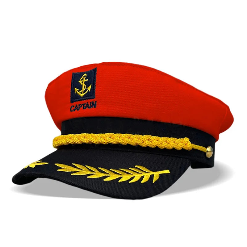Adult Yacht Sailor Captain Hat Adjustable Unisex red-yacht-hat by HitMyNeed