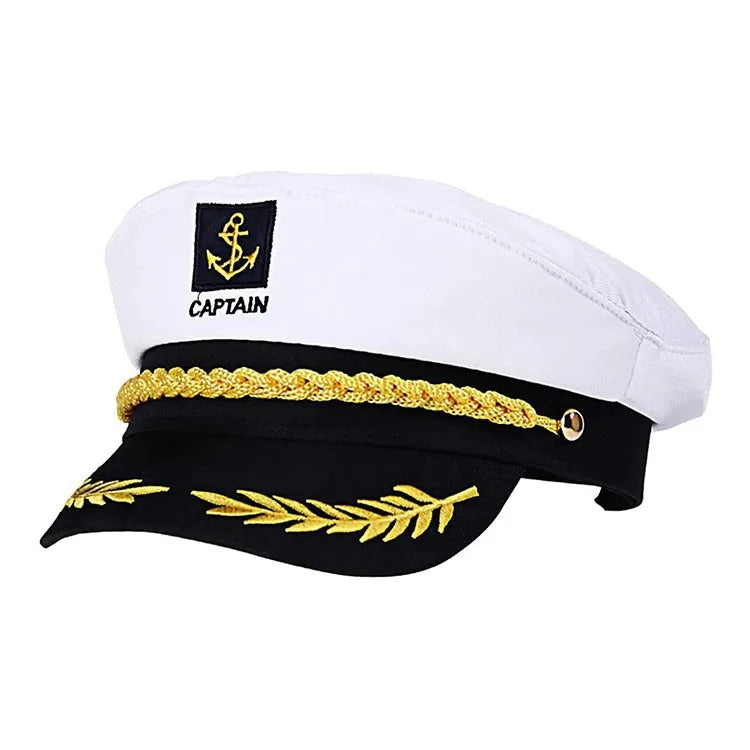 Adult Yacht Sailor Captain Hat Adjustable Unisex white by HitMyNeed