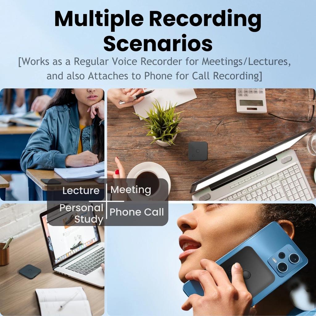 AI Voice & Call Recorder with 64GB and 102-Language Text by HitMyNeed