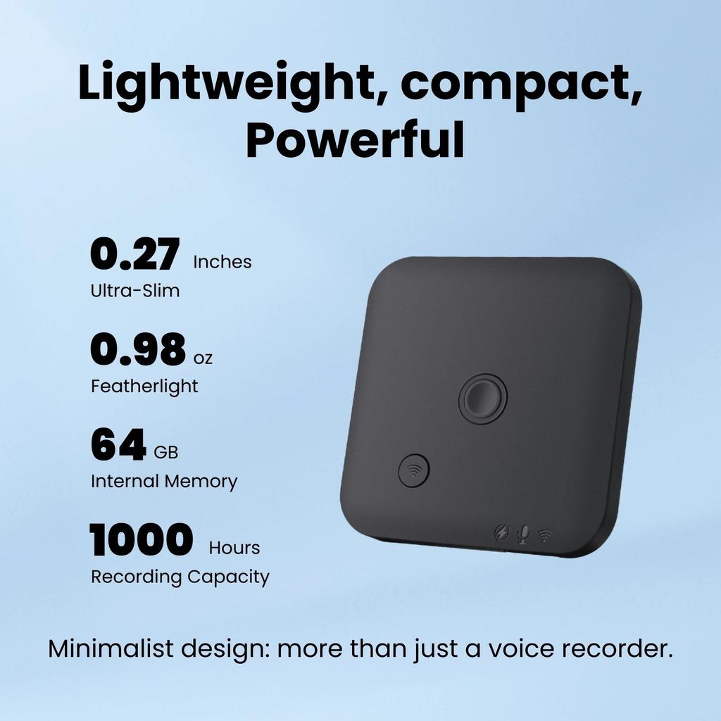 AI Voice & Call Recorder with 64GB and 102-Language Text by HitMyNeed