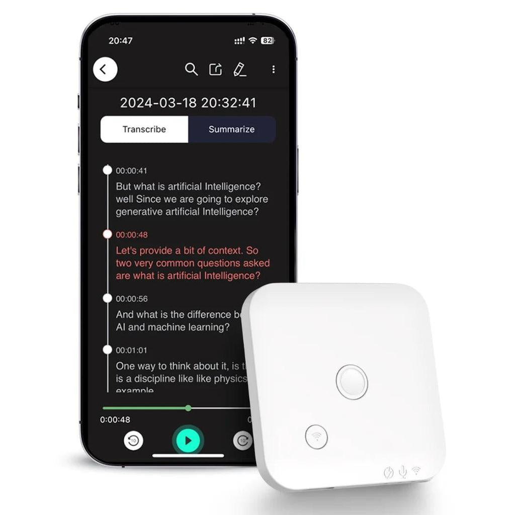 AI Voice & Call Recorder with 64GB and 102-Language Text white by HitMyNeed
