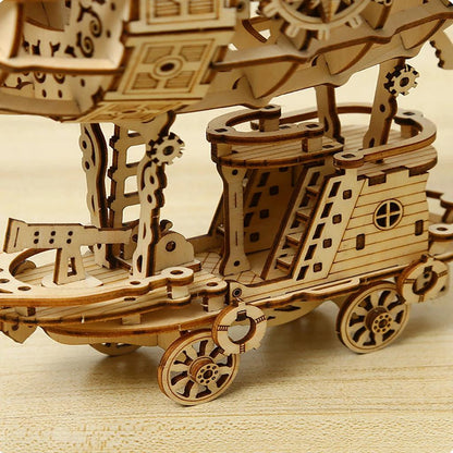 Airship 3D Wooden Car Puzzle Mechanical Model Kit by HitMyNeed