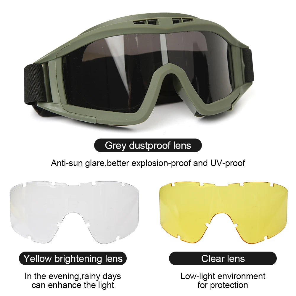 Airsoft Tactical Goggles with 3 Interchangeable Lenses by HitMyNeed