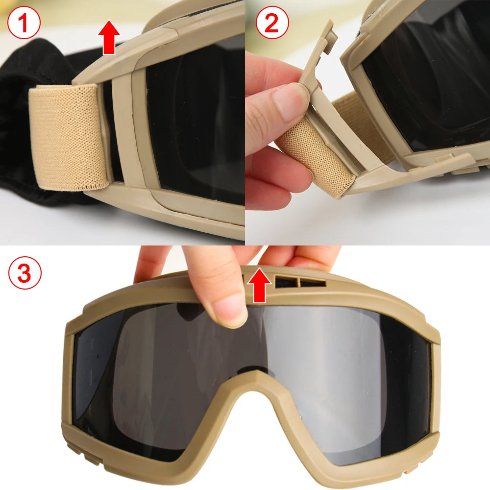 Airsoft Tactical Goggles with 3 Interchangeable Lenses by HitMyNeed
