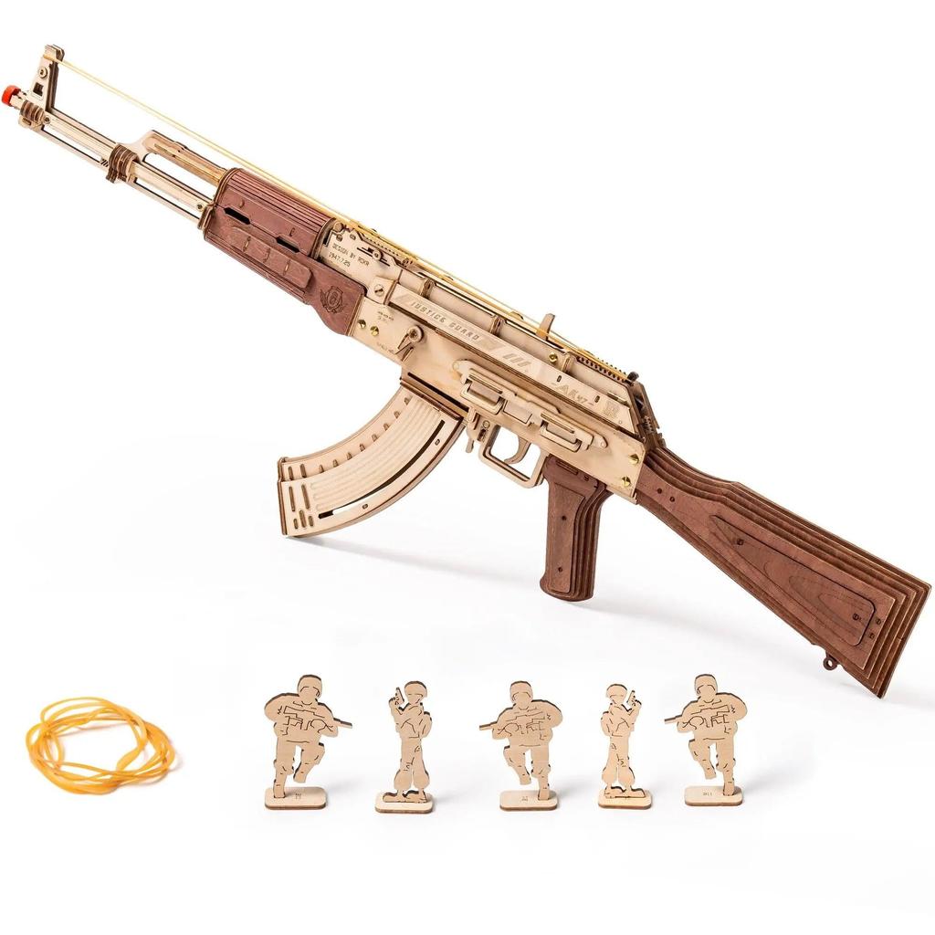 AK47 3D Wooden Rubber Band Gun DIY Model Kit by HitMyNeed