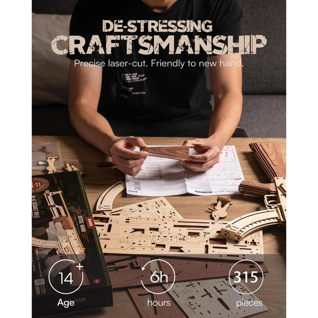 AK47 3D Wooden Rubber Band Gun DIY Model Kit by HitMyNeed