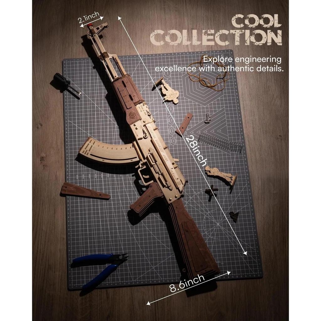 AK47 3D Wooden Rubber Band Gun DIY Model Kit by HitMyNeed