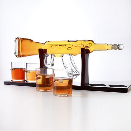 AK47 Glass Decanter Set with Stand and Shot Glasses by HitMyNeed