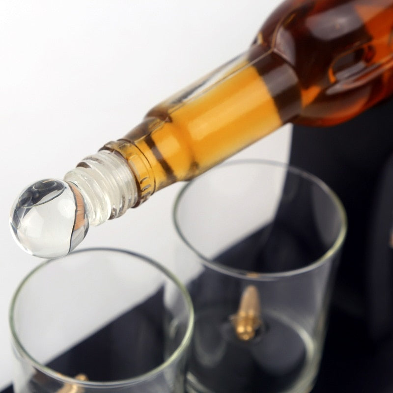 AK47 Glass Decanter Set with Stand and Shot Glasses by HitMyNeed