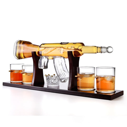 AK47 Whiskey Gun Decanter Set with Shot Glasses by HitMyNeed