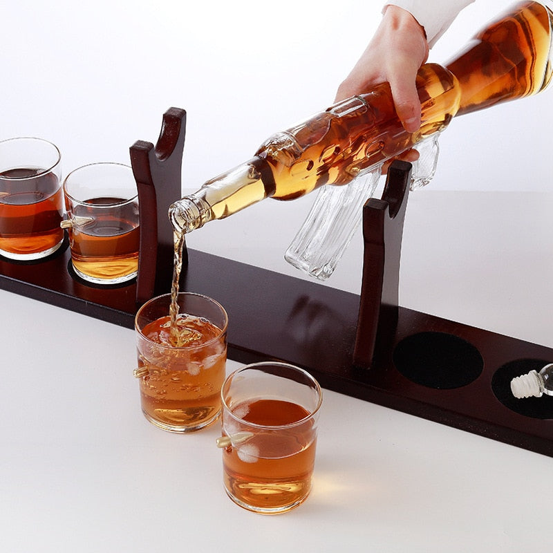 AK47 Whiskey Gun Decanter Set with Shot Glasses by HitMyNeed