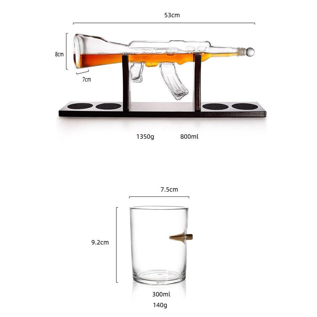 AK47 Whiskey Gun Decanter Set with Shot Glasses by HitMyNeed