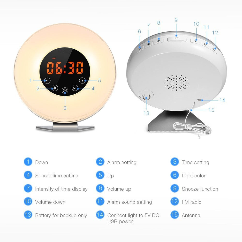 Alarm Clock Radio with LED Sunrise Night Light by HitMyNeed