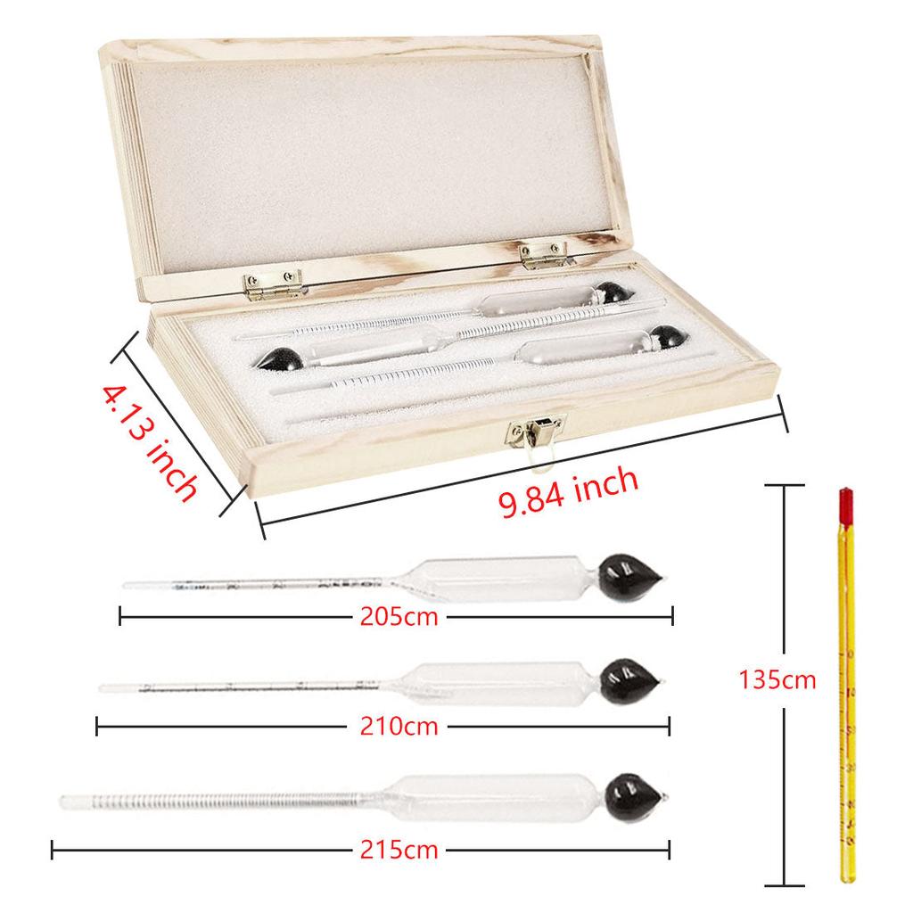 Alcohol Meter & Thermometer 3-Piece Hydrometer Set by HitMyNeed