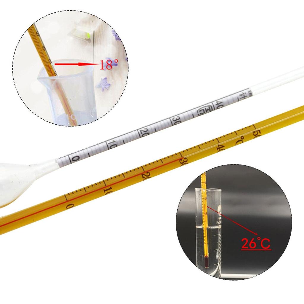 Alcohol Meter & Thermometer 3-Piece Hydrometer Set by HitMyNeed