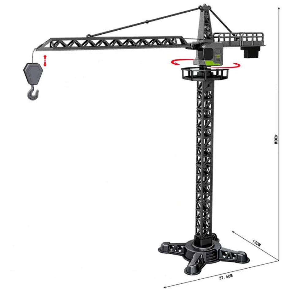 Alloy Diecast Tower Crane Construction Toy Model c-black-with-box by HitMyNeed