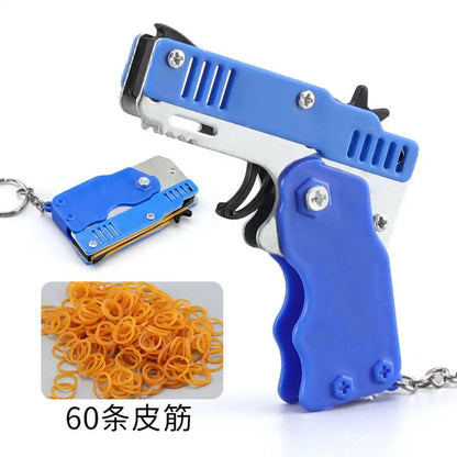 Alloy Keychain Rubber Band Gun with 60 Shots blue by HitMyNeed