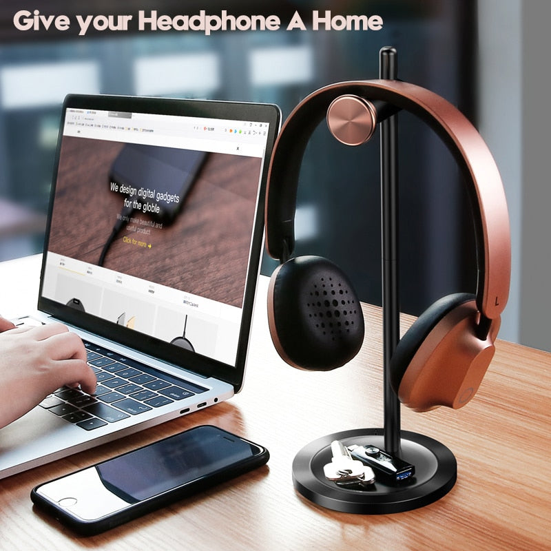 Aluminium Desktop Headphone Stand with Non-Slip Base by HitMyNeed