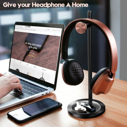 Aluminium Desktop Headphone Stand with Non-Slip Base by HitMyNeed